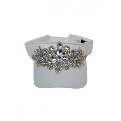 NWT Clear Bling Floral Rhinestone White Visor Hat  eb-28711516